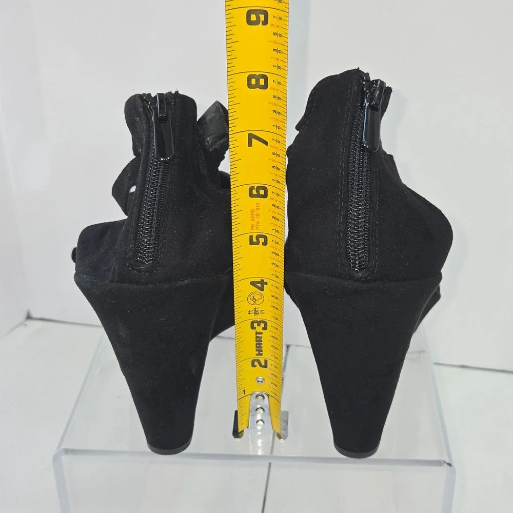 Torrid Black Faux Suede Lace Up Platform Wedge Heels Shoes 10.5 WW 15870447